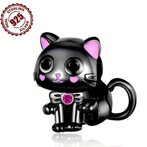 925 Sterling Silver Cat Charm for bracelets or necklaces NWT